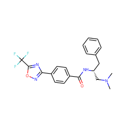 CN(C)C[C@@H](Cc1ccccc1)NC(=O)c1ccc(-c2noc(C(F)(F)F)n2)cc1 ZINC000142912145