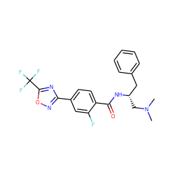 CN(C)C[C@@H](Cc1ccccc1)NC(=O)c1ccc(-c2noc(C(F)(F)F)n2)cc1F ZINC000142926000