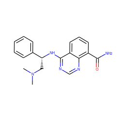 CN(C)C[C@@H](Nc1ncnc2c(C(N)=O)cccc12)c1ccccc1 ZINC000114346727