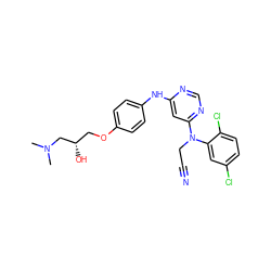 CN(C)C[C@@H](O)COc1ccc(Nc2cc(N(CC#N)c3cc(Cl)ccc3Cl)ncn2)cc1 ZINC000013537911