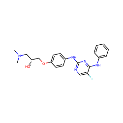 CN(C)C[C@@H](O)COc1ccc(Nc2ncc(F)c(Nc3ccccc3)n2)cc1 ZINC000013538070