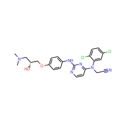 CN(C)C[C@@H](O)COc1ccc(Nc2nccc(N(CC#N)c3cc(Cl)ccc3Cl)n2)cc1 ZINC000013538047