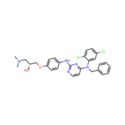 CN(C)C[C@@H](O)COc1ccc(Nc2nccc(N(Cc3ccccc3)c3cc(Cl)ccc3Cl)n2)cc1 ZINC000014945879