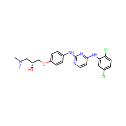 CN(C)C[C@@H](O)COc1ccc(Nc2nccc(Nc3cc(Cl)ccc3Cl)n2)cc1 ZINC000000602494