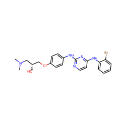 CN(C)C[C@@H](O)COc1ccc(Nc2nccc(Nc3ccccc3Br)n2)cc1 ZINC000013537947