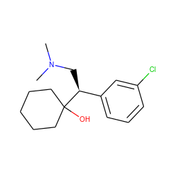CN(C)C[C@@H](c1cccc(Cl)c1)C1(O)CCCCC1 ZINC000026742759