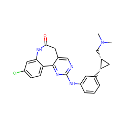 CN(C)C[C@@H]1C[C@@H]1c1cccc(Nc2ncc3c(n2)-c2ccc(Cl)cc2NC(=O)C3)c1 ZINC000073198930