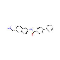 CN(C)C[C@@H]1CCc2cc(NC(=O)c3ccc(-c4ccccc4)cc3)ccc2C1 ZINC000072113403