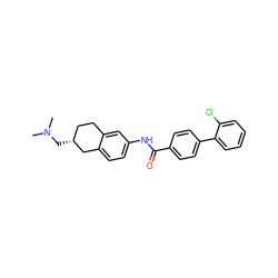 CN(C)C[C@@H]1CCc2cc(NC(=O)c3ccc(-c4ccccc4Cl)cc3)ccc2C1 ZINC000072113566