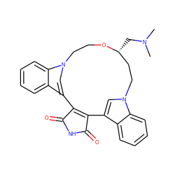 CN(C)C[C@@H]1CCn2cc(c3ccccc32)C2=C(C(=O)NC2=O)c2cn(c3ccccc23)CCO1 ZINC000003812168