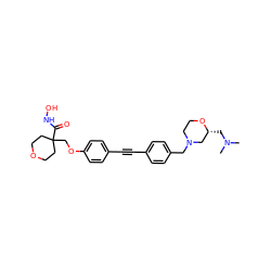 CN(C)C[C@@H]1CN(Cc2ccc(C#Cc3ccc(OCC4(C(=O)NO)CCOCC4)cc3)cc2)CCO1 ZINC000299824834