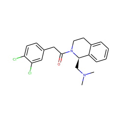 CN(C)C[C@@H]1c2ccccc2CCN1C(=O)Cc1ccc(Cl)c(Cl)c1 ZINC000013823965