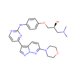 CN(C)C[C@H](O)COc1ccc(Nc2nccc(-c3cnn4nc(N5CCOCC5)ccc34)n2)cc1 ZINC000034285242