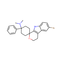 CN(C)C1(c2ccccc2)CCC2(CC1)OCCc1c2[nH]c2ccc(Br)cc12 ZINC000114381847