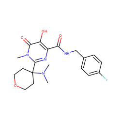 CN(C)C1(c2nc(C(=O)NCc3ccc(F)cc3)c(O)c(=O)n2C)CCOCC1 ZINC000096900965