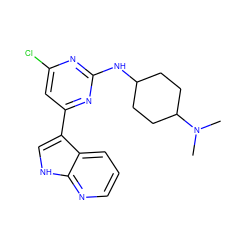 CN(C)C1CCC(Nc2nc(Cl)cc(-c3c[nH]c4ncccc34)n2)CC1 ZINC000063539643