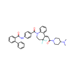 CN(C)C1CCN(C(=O)/C=C2/c3ccccc3N(C(=O)c3ccc(NC(=O)c4ccccc4-c4ccccc4)cc3)CCC2(F)F)CC1 ZINC000049654887