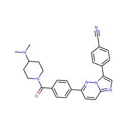 CN(C)C1CCN(C(=O)c2ccc(-c3ccc4ncc(-c5ccc(C#N)cc5)n4n3)cc2)CC1 ZINC000205309172