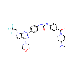 CN(C)C1CCN(C(=O)c2ccc(NC(=O)Nc3ccc(-c4nc(N5CCOCC5)c5ccn(CC(F)(F)F)c5n4)cc3)cc2)CC1 ZINC000049781246