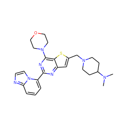 CN(C)C1CCN(Cc2cc3nc(-c4cccc5nccn45)nc(N4CCOCC4)c3s2)CC1 ZINC000095555410