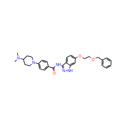 CN(C)C1CCN(c2ccc(C(=O)Nc3n[nH]c4cc(OCCOCc5ccccc5)ccc34)cc2)CC1 ZINC000144499764