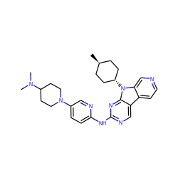 CN(C)C1CCN(c2ccc(Nc3ncc4c5ccncc5n([C@H]5CC[C@H](C)CC5)c4n3)nc2)CC1 ZINC000261162838