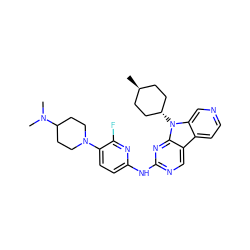 CN(C)C1CCN(c2ccc(Nc3ncc4c5ccncc5n([C@H]5CC[C@H](C)CC5)c4n3)nc2F)CC1 ZINC000261072657