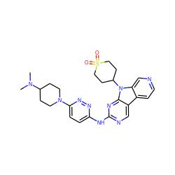 CN(C)C1CCN(c2ccc(Nc3ncc4c5ccncc5n(C5CCS(=O)(=O)CC5)c4n3)nn2)CC1 ZINC000117685962