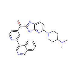 CN(C)C1CCN(c2ccc3nc(C(=O)c4ccnc(-c5cncc6ccccc56)c4)[nH]c3n2)CC1 ZINC000084672344