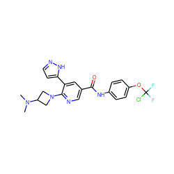 CN(C)C1CN(c2ncc(C(=O)Nc3ccc(OC(F)(F)Cl)cc3)cc2-c2ccn[nH]2)C1 ZINC000224372187