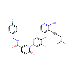 CN(C)CC#Cc1c(Oc2ccc(-n3cc(C(=O)NCc4ccc(F)cc4)ccc3=O)cc2F)ccnc1N ZINC000205984071