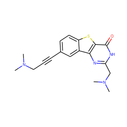 CN(C)CC#Cc1ccc2sc3c(=O)[nH]c(CN(C)C)nc3c2c1 ZINC000045285488