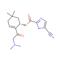 CN(C)CC(=O)C1=CCC(C)(C)C[C@@H]1OC(=O)c1ncc(C#N)[nH]1 ZINC000169701497