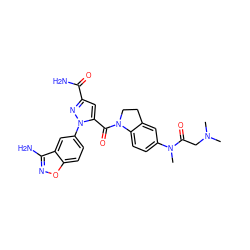 CN(C)CC(=O)N(C)c1ccc2c(c1)CCN2C(=O)c1cc(C(N)=O)nn1-c1ccc2onc(N)c2c1 ZINC000028959526