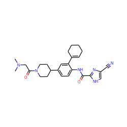 CN(C)CC(=O)N1CCC(c2ccc(NC(=O)c3nc(C#N)c[nH]3)c(C3=CCCCC3)c2)CC1 ZINC000038226716