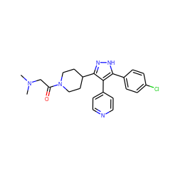 CN(C)CC(=O)N1CCC(c2n[nH]c(-c3ccc(Cl)cc3)c2-c2ccncc2)CC1 ZINC000049124628