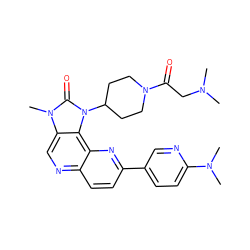 CN(C)CC(=O)N1CCC(n2c(=O)n(C)c3cnc4ccc(-c5ccc(N(C)C)nc5)nc4c32)CC1 ZINC000118542420