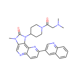 CN(C)CC(=O)N1CCC(n2c(=O)n(C)c3cnc4ccc(-c5cnc6ccccc6c5)nc4c32)CC1 ZINC000118533214