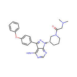 CN(C)CC(=O)N1CCC[C@H](n2nc(-c3ccc(Oc4ccccc4)cc3)c3c(N)ncnc32)C1 ZINC000653793652