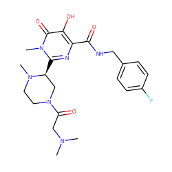 CN(C)CC(=O)N1CCN(C)[C@@H](c2nc(C(=O)NCc3ccc(F)cc3)c(O)c(=O)n2C)C1 ZINC000014979295