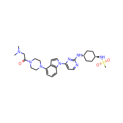 CN(C)CC(=O)N1CCN(c2cccc3c2ccn3-c2ccnc(N[C@H]3CC[C@H](NS(C)(=O)=O)CC3)n2)CC1 ZINC000261089853