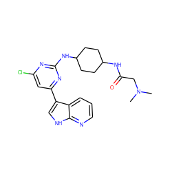 CN(C)CC(=O)NC1CCC(Nc2nc(Cl)cc(-c3c[nH]c4ncccc34)n2)CC1 ZINC000063539726