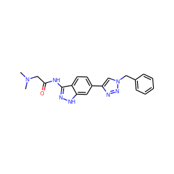 CN(C)CC(=O)Nc1n[nH]c2cc(-c3cn(Cc4ccccc4)nn3)ccc12 ZINC000063540003