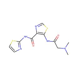 CN(C)CC(=O)Nc1scnc1C(=O)Nc1nccs1 ZINC000028123131