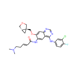 CN(C)CC/C=C/C(=O)Nc1cc2c(Nc3ccc(F)c(Cl)c3)ncnc2cc1OC[C@]12COC[C@H]1C2 ZINC001772656011