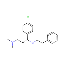 CN(C)CC[C@@H](NC(=O)Cc1ccccc1)c1ccc(Cl)cc1 ZINC000013684708