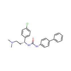 CN(C)CC[C@@H](NC(=O)Nc1ccc(-c2ccccc2)cc1)c1ccc(Cl)cc1 ZINC000013684839