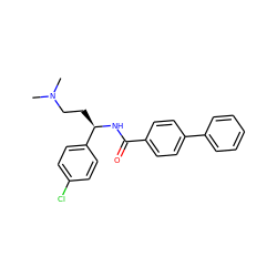 CN(C)CC[C@@H](NC(=O)c1ccc(-c2ccccc2)cc1)c1ccc(Cl)cc1 ZINC000013684639