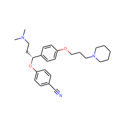 CN(C)CC[C@@H](Oc1ccc(C#N)cc1)c1ccc(OCCCN2CCCCC2)cc1 ZINC000028892984