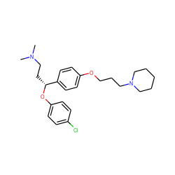 CN(C)CC[C@@H](Oc1ccc(Cl)cc1)c1ccc(OCCCN2CCCCC2)cc1 ZINC000028892921